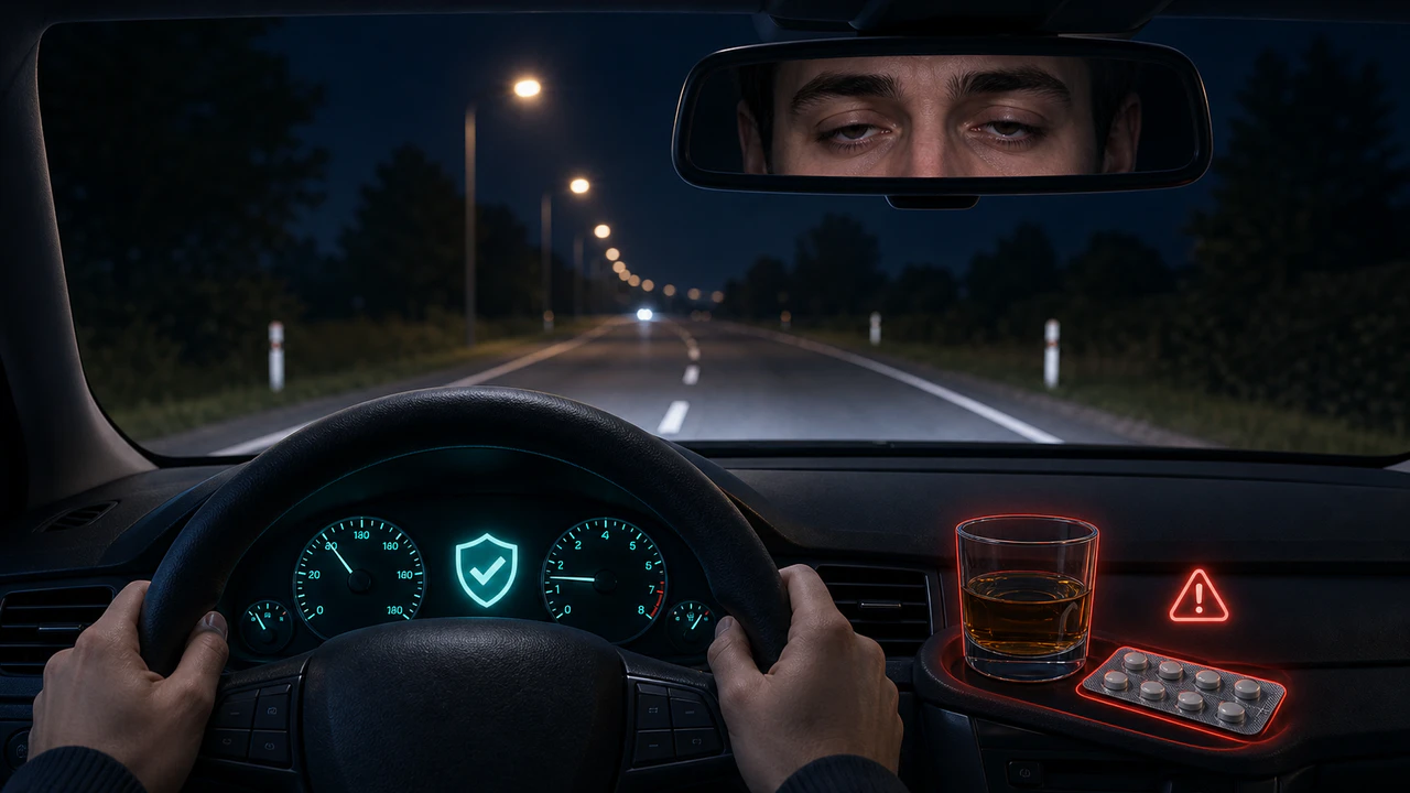 Redactionele illustratie — Alcohol, drugs en medicatie: kun je veilig rijden?