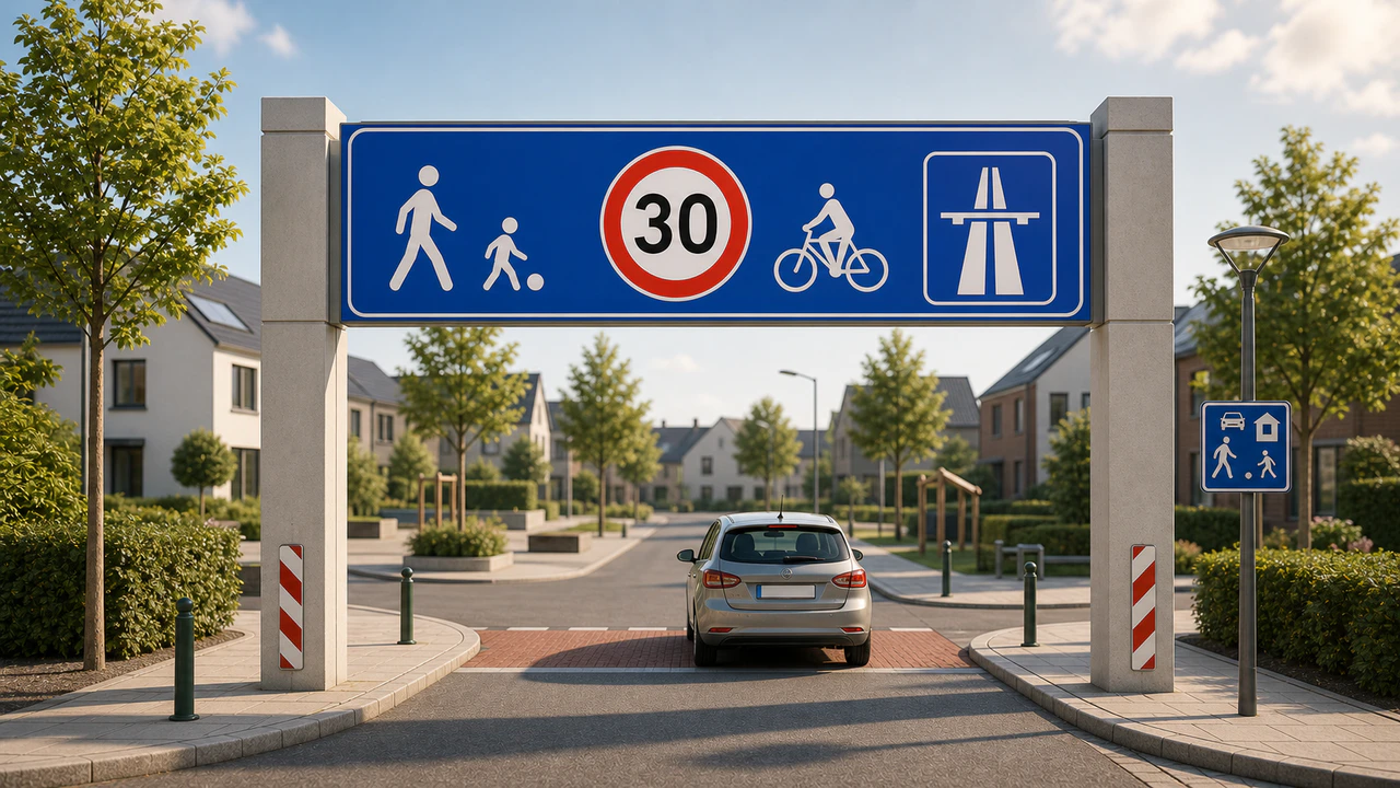 Redactionele illustratie — Op de Belgische autosnelweg: invoegen, rijstroken en afritten
