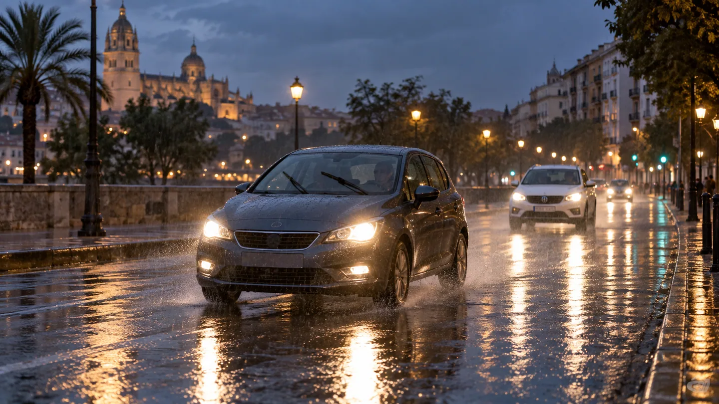 Illustration éditoriale — Les feux de la voiture et leur utilisation en Espagne